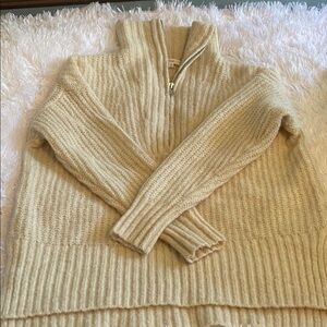 A.L.C. Cream Chunky Knit Sweater with Half-Zip